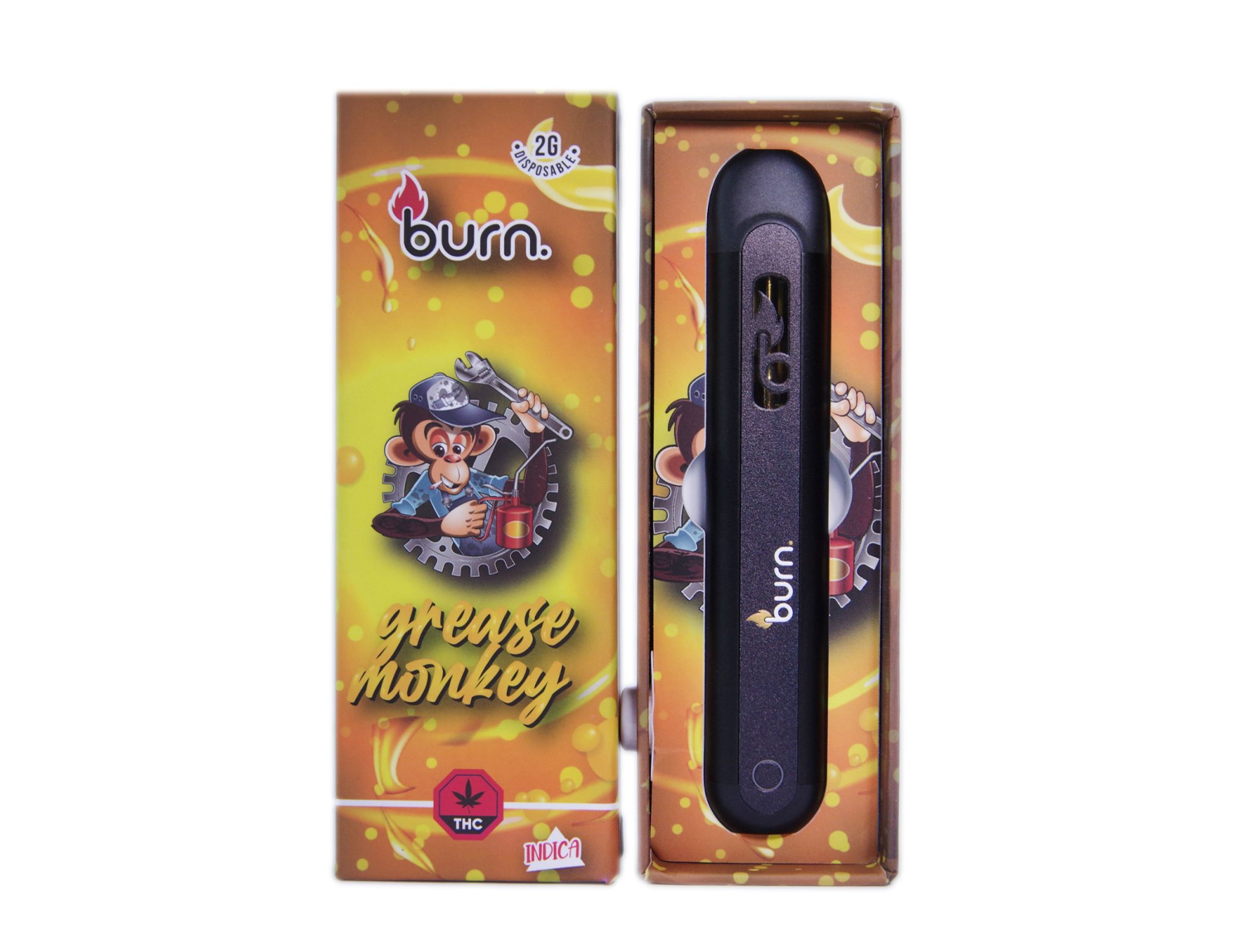 Burn Disposable Vapes Grease Monkey 2ML Canna Sweets Mail Order