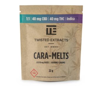 TWISTED EXTRACTS  –  CARA-MELTS | 40MG THC : 40MG CBD (Indica)