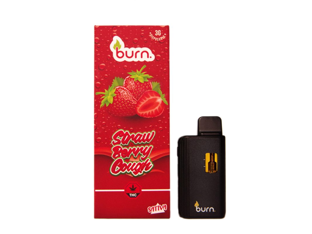 Burn Disposable Vapes Strawberry Cough 3ML Canna Sweets Mail Order