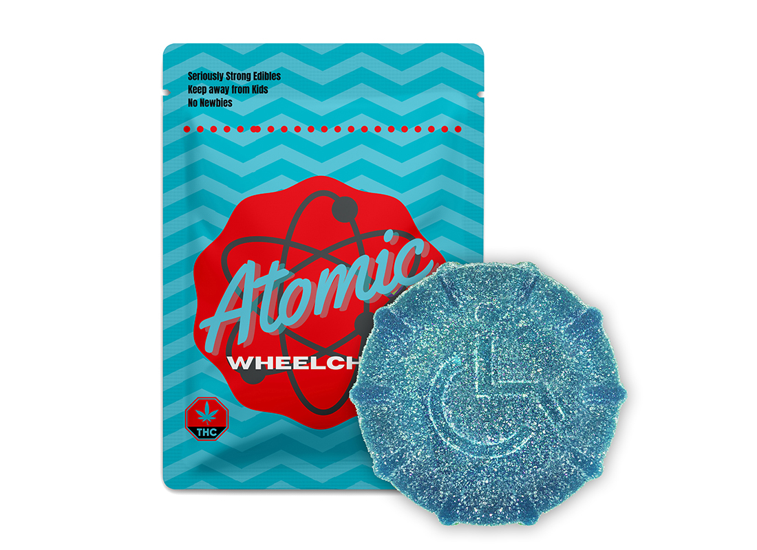 Atomic Wheel Chair Gummy – 2000MG THC – Blue Raspberry – Canna Sweets ...