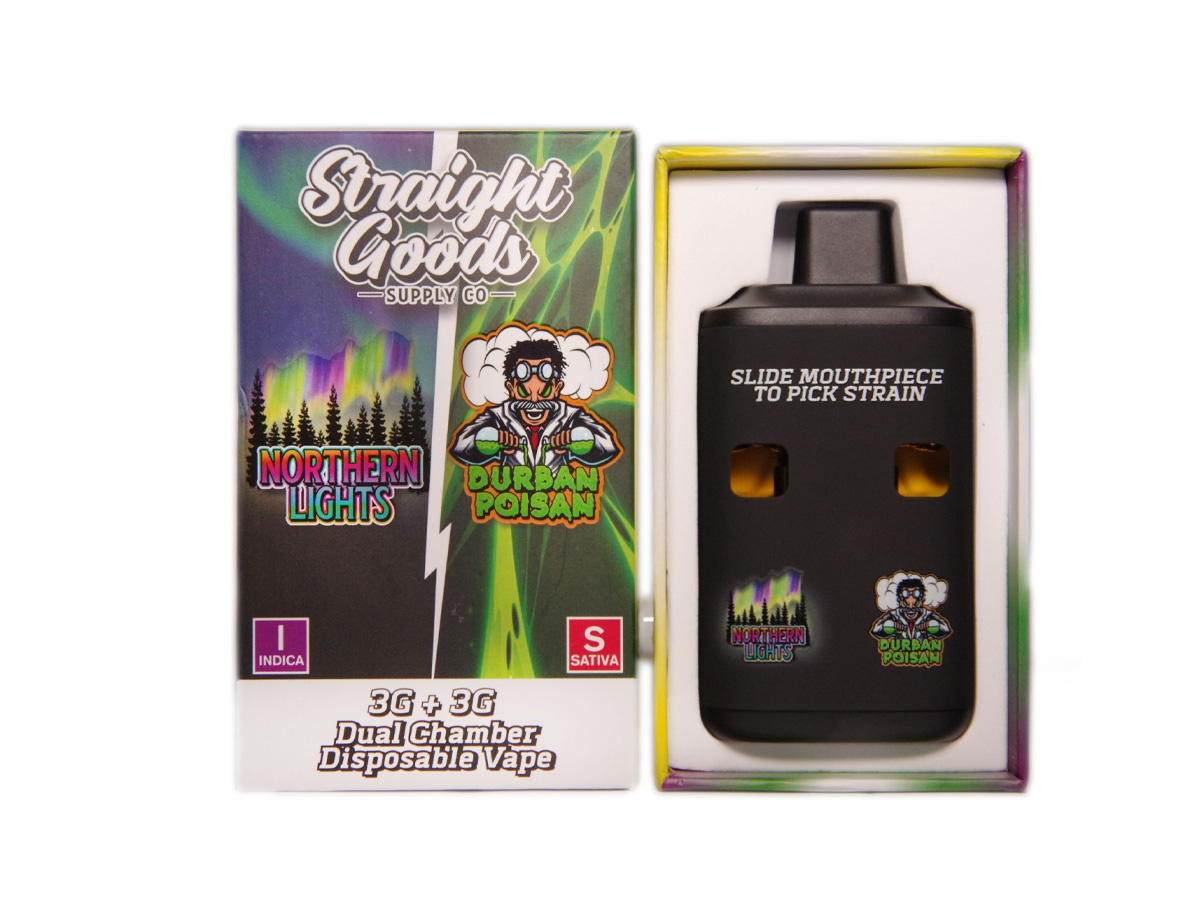 Straight Goods Dual Chamber Disposable Vapes 6G  Northern Lights/Durban  Poison  Canna Sweets Mail Order Marijuana