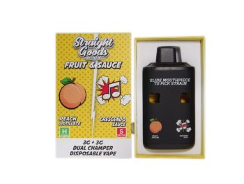Straight Goods Dual Chamber Disposable Vapes 6G - Peach Distillate / Crescendo Sauce