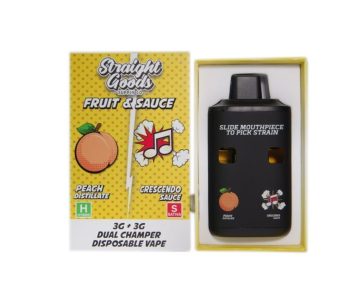 Straight Goods Dual Chamber Disposable Vapes 6G - Peach Distillate / Crescendo Sauce