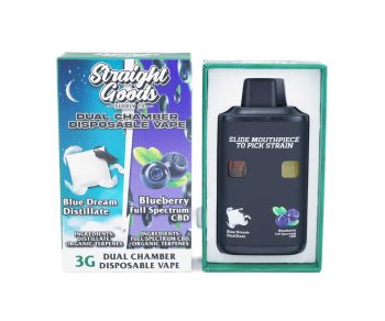 Straight Goods Dual Chamber Disposable Vapes 6G - Blue Dream Distillate / Blueberry Full Spectrum CBD