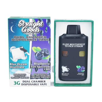 Straight Goods Dual Chamber Disposable Vapes 6G - Blue Dream Distillate / Blueberry Full Spectrum CBD