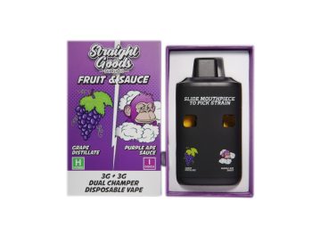 Straight Goods Dual Chamber Disposable Vapes 6G - Grape Distillate / Purple Ape Sauce