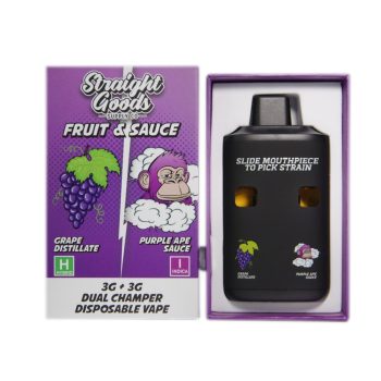 Straight Goods Dual Chamber Disposable Vapes 6G - Grape Distillate / Purple Ape Sauce
