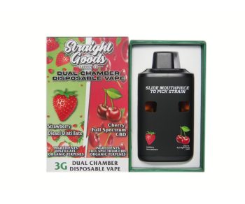 Straight Goods Dual Chamber Disposable Vapes 6G - Strawberry Diesel Distillate / Cherry Full Spectrum CBD