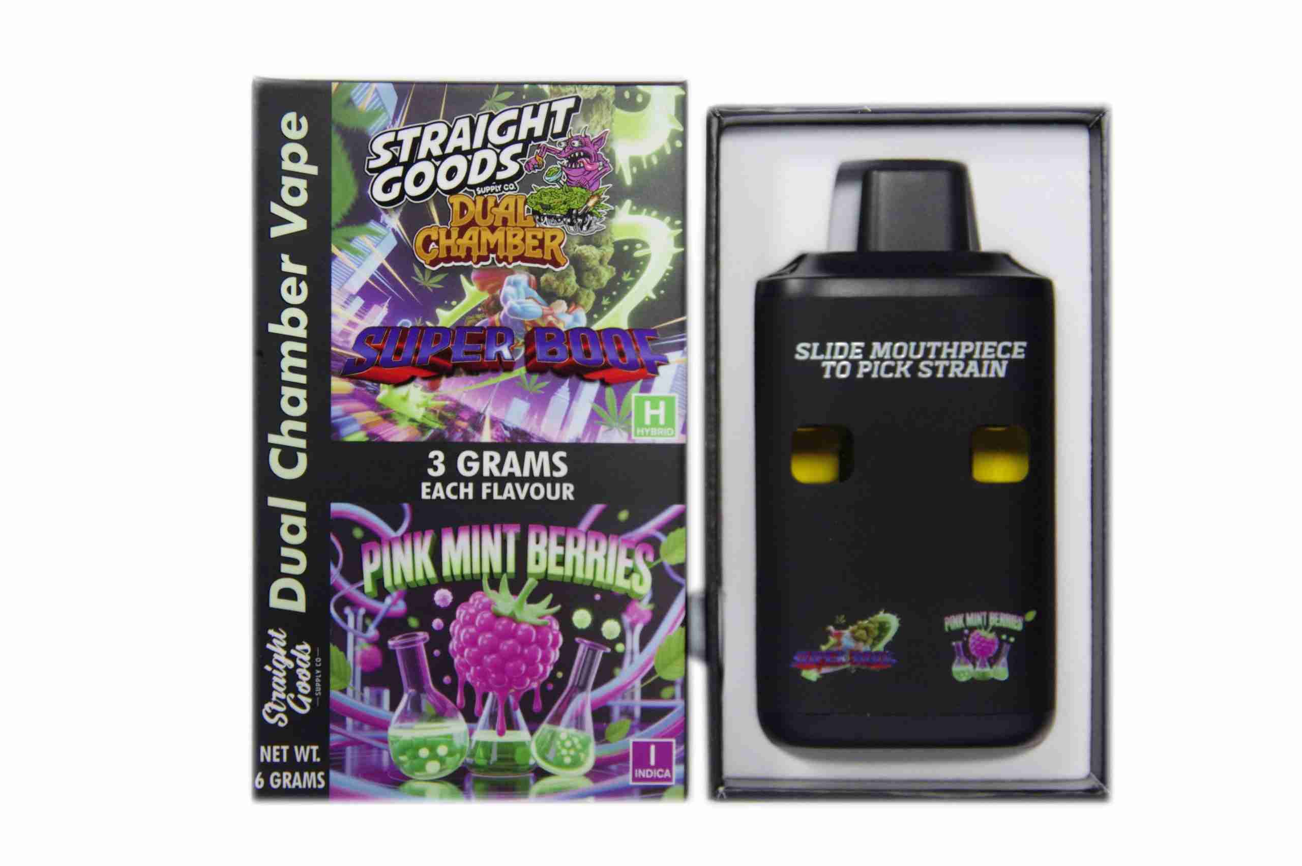 Straight Goods Dual Chamber Disposable Vapes 6G – Super Boof / Pink Mint Berries 6G