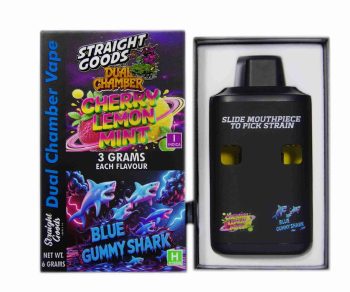 Straight Goods Dual Chamber Disposable Vapes 6G - Cherry Lemon Mint / Blue Gummy Shark